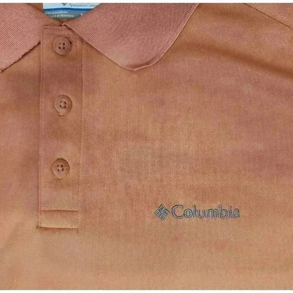 Columbia Omnishade Mens PolonShort Sleeve Shirt XXL Orange Sherbet & Grey‎ - Picture 2 of 8